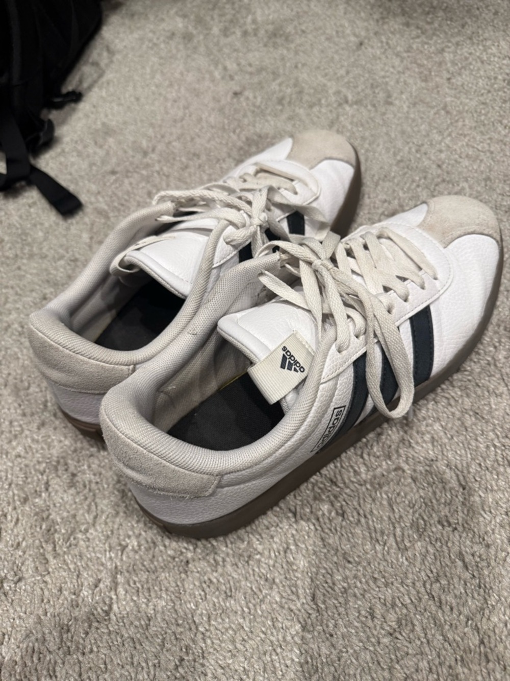 adidas Women’s White Sneakers with Gray Stripes